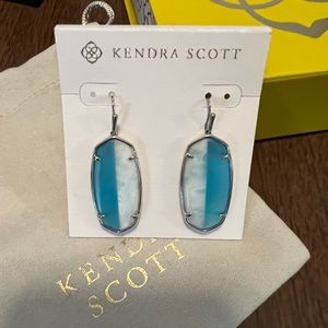 Kendra Scott Elle Intrusia Drop Light White Blue Mix Earrings